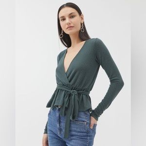 UO Nina Cozy Surplice Wrap Top